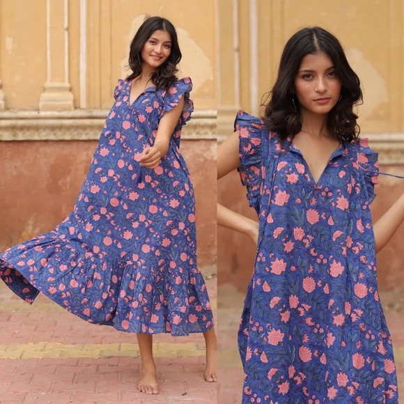 the fox and the mermaid Dresses & Skirts - The Fox and The Mermaid Venice Aarya Tent Maxi Dress Floral Sleeveless Tiered M